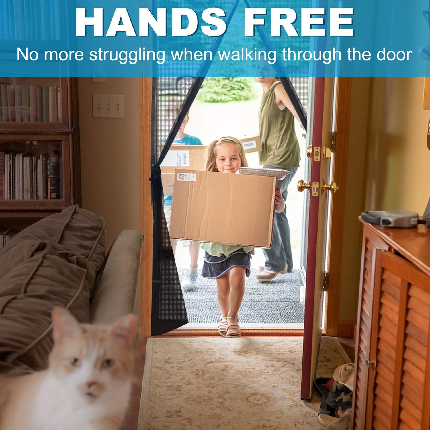 Magnetic Mesh Door – offers effective protection against insects, features automatic magnetic closure, easy to install and use, with a stylish, practical, and durable design.