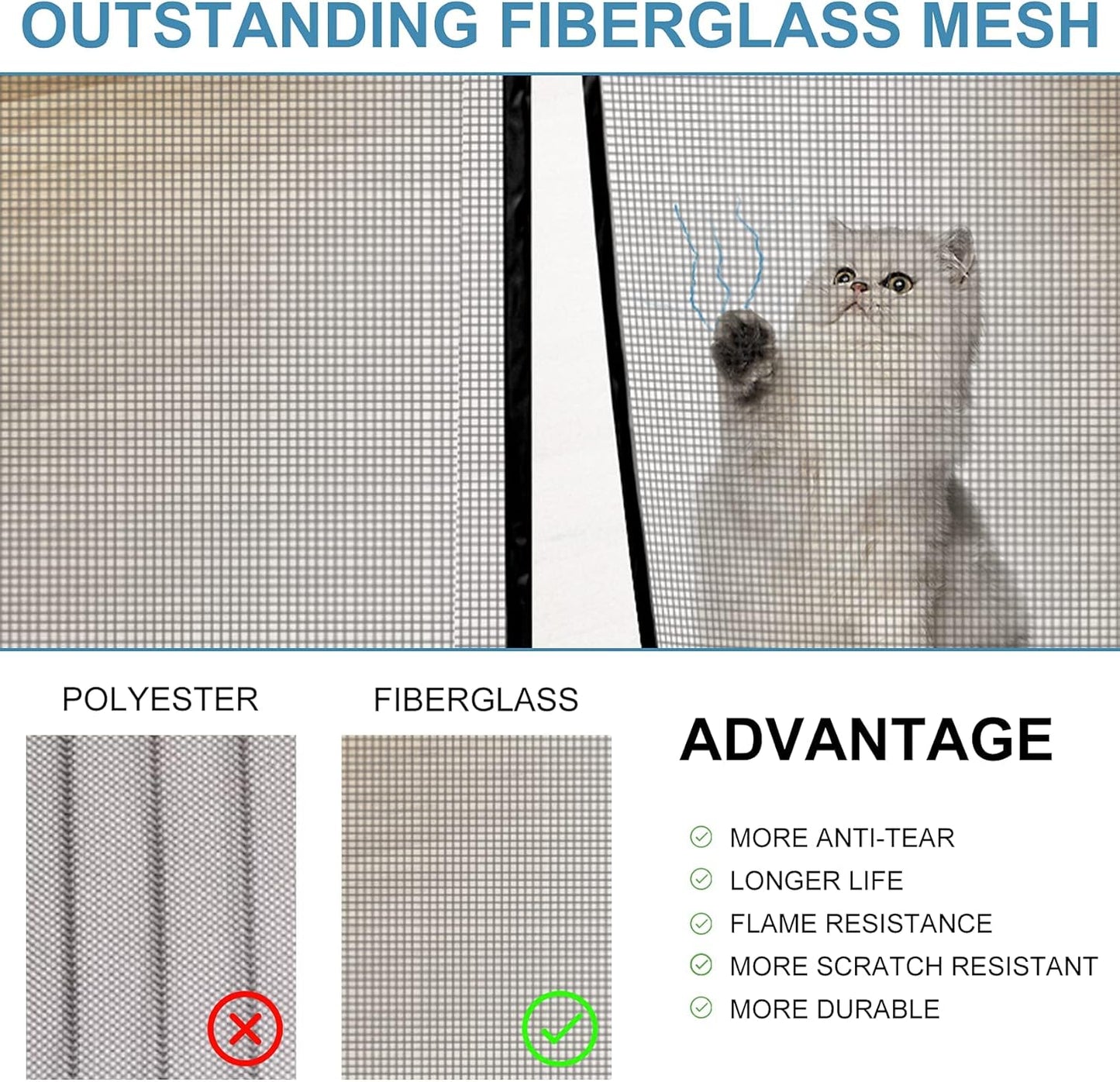 شبكة باب مغناطيسية لحماية الحشرات وإغلاق سهل