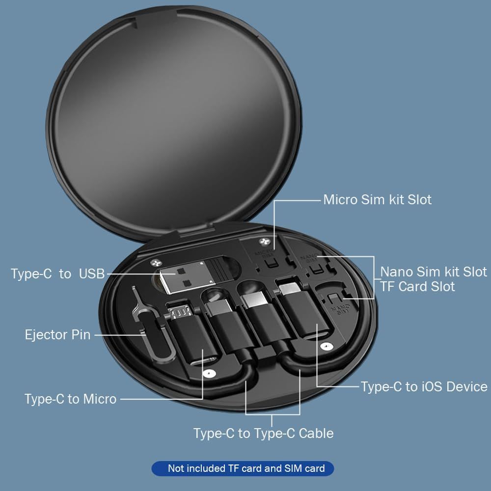 Magic Connection Kit – a compact case that includes multiple cables and adapters compatible with all devices, plus a SIM ejector pin and a built-in phone stand.