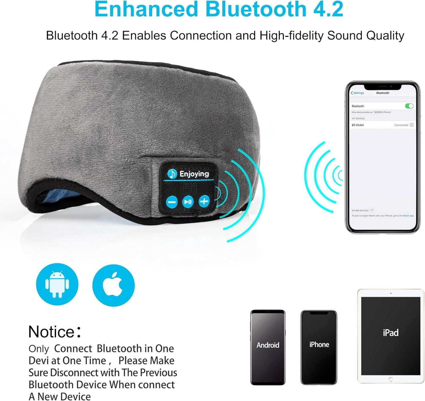 قناع النوم بلوتوث قناع العين اللاسلكي الموسيقي